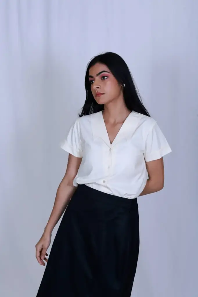 Cream Notch Collar Shirt
