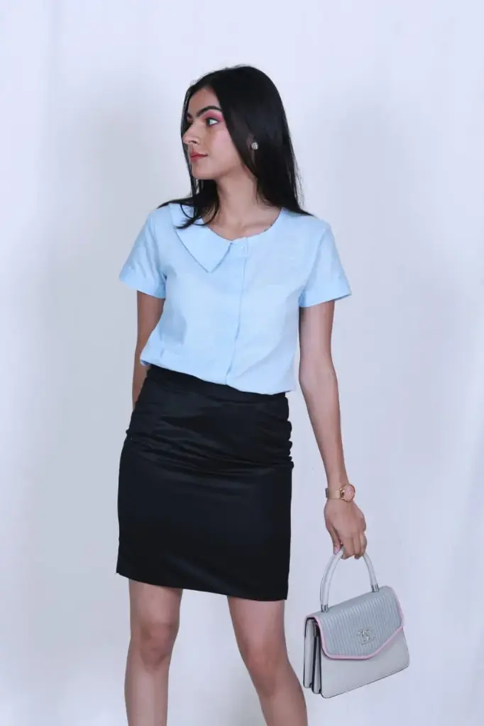 Powder Blue Peter Pan Collar Top