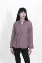 Mauve Ruffle Front Georgette Formal Top