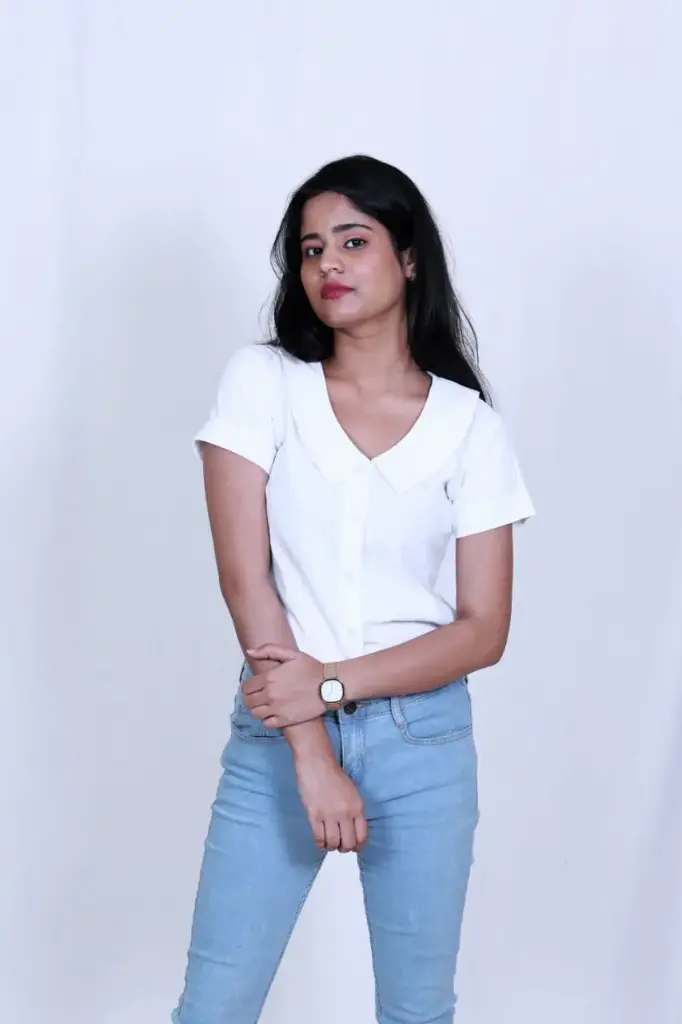 White Peter Pan Collar Short Sleeve Cotton Top