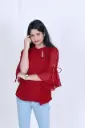 Maroon Ruffle Sleeve Georgette Top