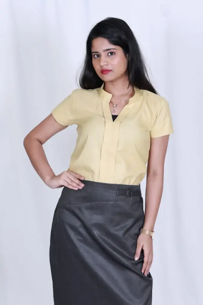 Women’s Yellow Short Sleeve Formal Shirt