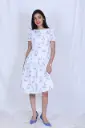 Elegant Ikat Print Cotton Dress – White & Grey